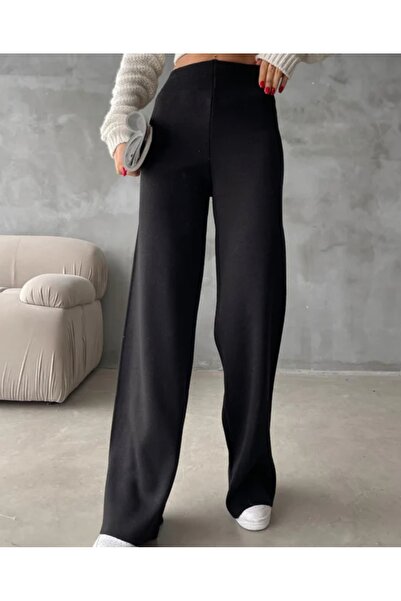 Vaniza Yüksek Bel Bol Paça Triko Pantolon