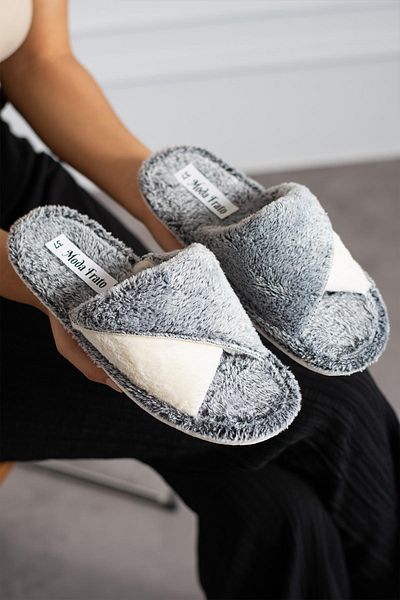 Moda Frato Modafrato BELLA - Χειμερινές παντόφλες σταυρού, γυναικείες παντόφλες εσωτερικού χώρου Silent Bottom