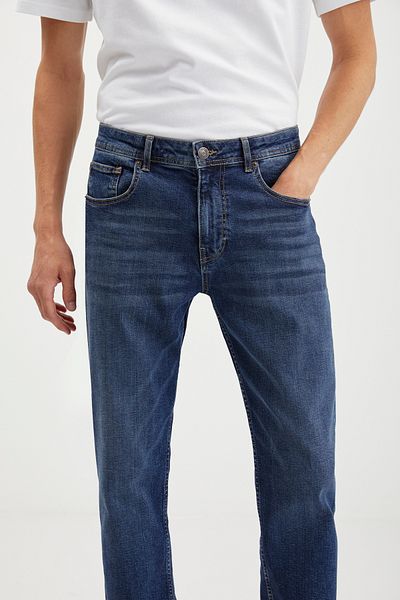 GRIMELANGE Pánské džínové tmavě modré džíny Davın s hustou texturou slim fit vzorem