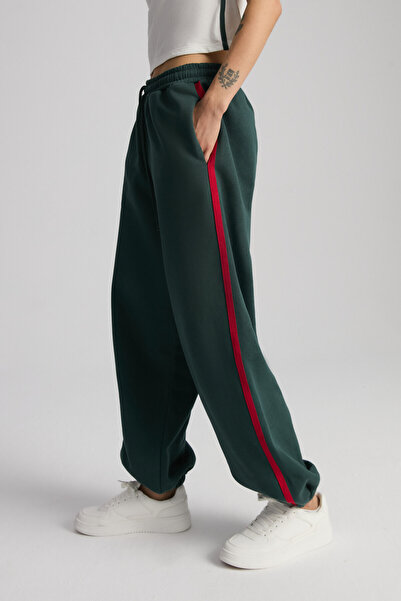 GRIMELANGE Possıble γυναικείο κεντημένο ριγέ πράσινο φούτερ με τσέπες