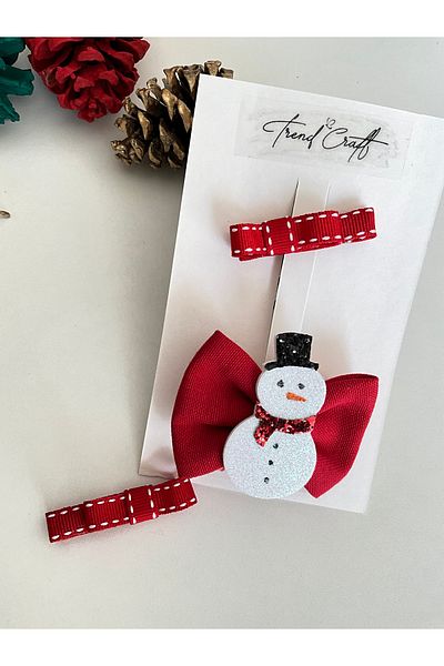 Trend Toka Red Bow New Year's New Year's Special Designed Snowman 3-Piece Buckle Set