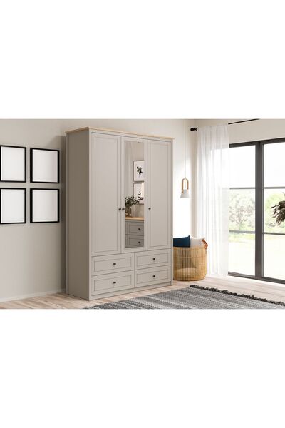 Almila Sento 3 Kapaklı ve Çekmeceli Dolap