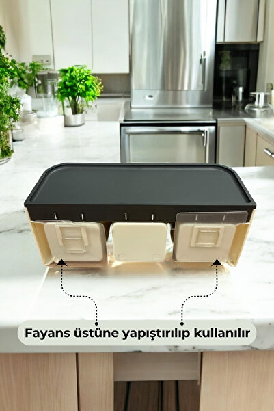 EVLE 3-Piece Spice Rack Set with Stand Fayansa Adhesive