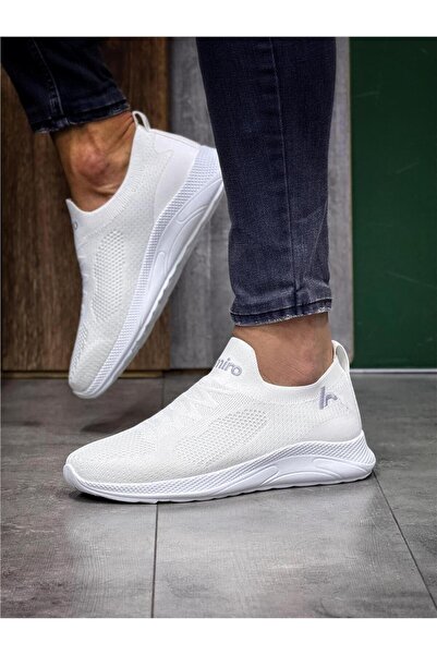 homiro Bağcıksız Triko Spor Ayakkabı-Beyaz