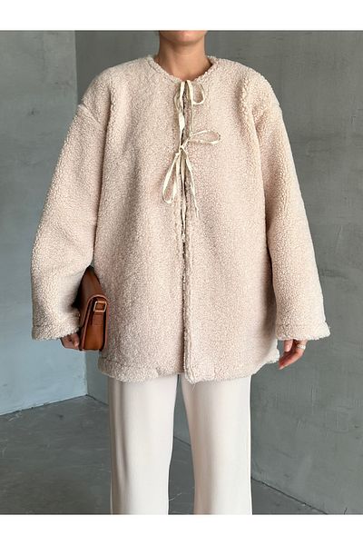 Laluvia Teddyjacke mit Steinfrontbindung-7328