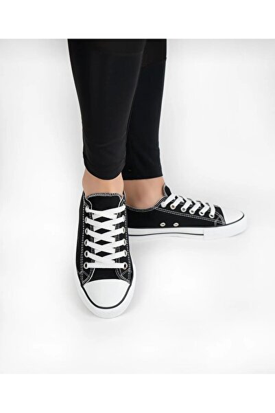 homiro Unisex černé plátěné nízké boty - šněrovací