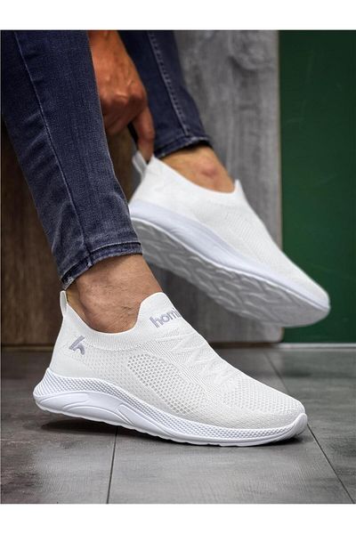 homiro Laceless Knitwear Sports Shoes-White
