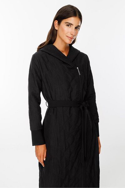 Moda İlgi Modailgi Hooded Quilted Detailed Long Cap Black