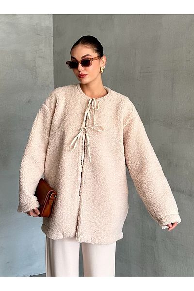 Laluvia Teddyjacke mit Steinfrontbindung-7328
