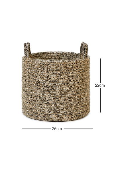 Ocean Home Textile 26x22 Черен гардероб с пъстри стъклария Вътрешен органайзер за пране и играчки - Кошница за съхранение от ютено въже