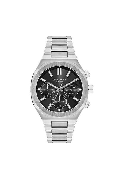 Lee Cooper Lee Cooper Men's VX9JE1 Movement Watch, Multi Function Display and Metal Strap - LC07959.350, Black