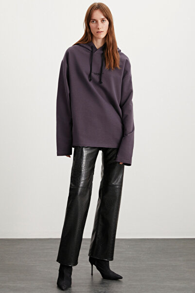 GRIMELANGE Γυναικεία Μωβ φούτερ με κουκούλα Marylou Oversize Fit