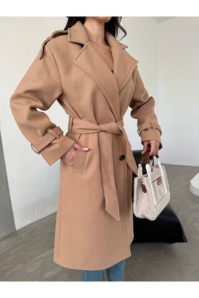ARL MODA Palton de iarnă pentru femei, cu brâu, cu centură