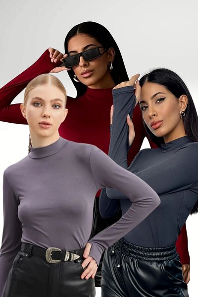 Bipantolon Γυναικείο Ανθρακί Γκρι Claret Red 3-Pece Body με λεπτομέρεια στα δάχτυλα