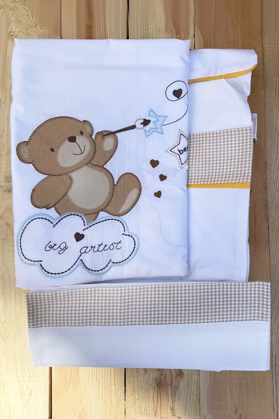 İpekçe Home Pure Baby 100% Cotton Boxed 3 Piece Embroidered Baby Duvet Cover Set