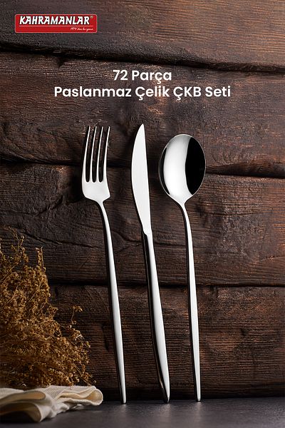 Kahramanlar طقم سكاكين وشوكة وملعقة مكون من 72 قطعة