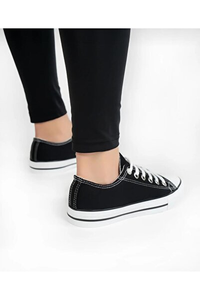 homiro Unisex černé plátěné nízké boty - šněrovací