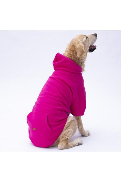 Pettrend Pink Fuchsia Kangaroo Pocket Medium Large Breed Dog Hoodie- Sweatshirt Big Dog Outfit(18-40 kg Ar