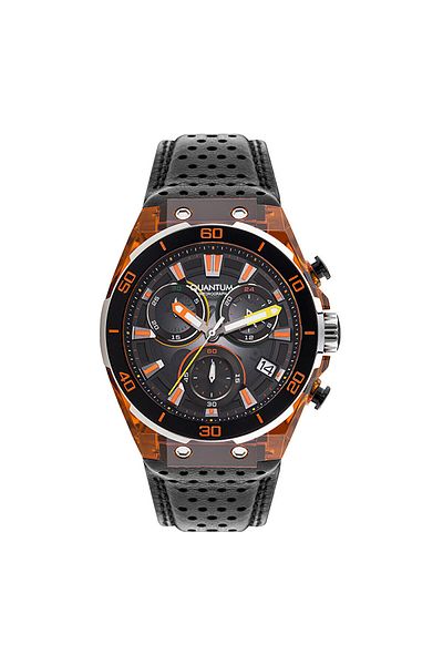 Quantum QUANTUM PWG1107.051 Men Chronograph Display Watch & Leather Strap Black