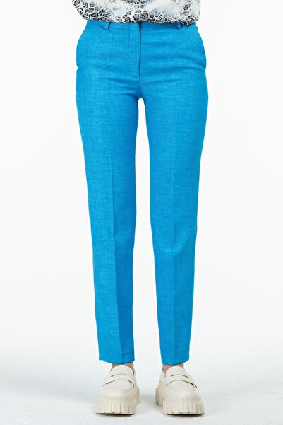 Ekol Blue Patterned Self-Pants