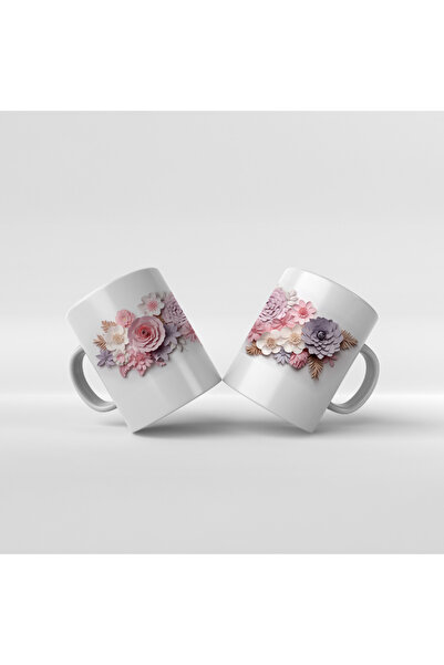 Rengineshop كوب مطبوع عليه زهرة - 5
