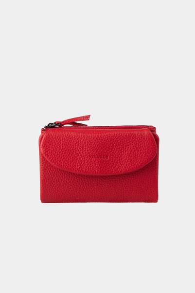 Grande 2813 Genuine Leather Medium Size Women's Wallet Flother Red