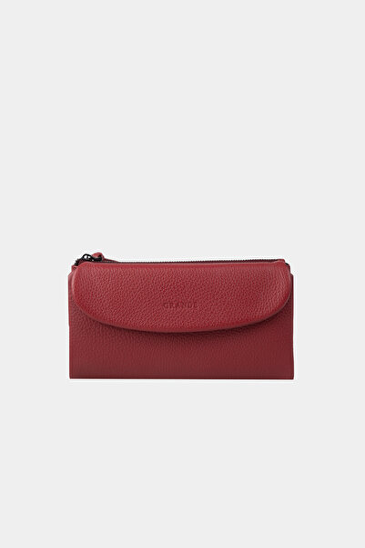 Grande 2602 Model Claret Red Genuine Leather Women's Wallet Flother - Large Size