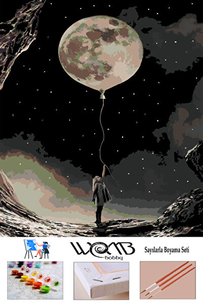 wombhobby Ay Tutulması Sayılarla Boyama Seti 40x50 Çerçeveli (Kasnağa ) Gerili