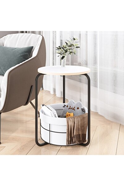 eportatif Çantalı Orta Sehpa Yan Zigon Sehpa Beyaz 1558