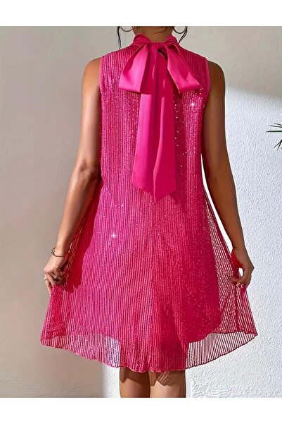 Styling Park Boyundan Bağlama Detaylı Mini Payet Elbise