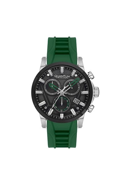 Quantum QUANTUM PWG1126.355 Men Chronograph Display Watch & Silicone Strap Light Green