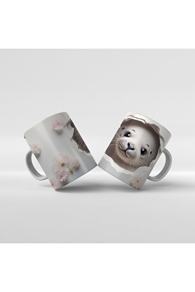 Rengineshop Baskılı Kupa Bardak Denizaltı Fok Balığı - 7