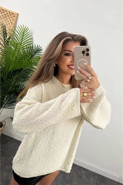 Ecenin Favorileri Women's Ecru Sweater Special for Christmas