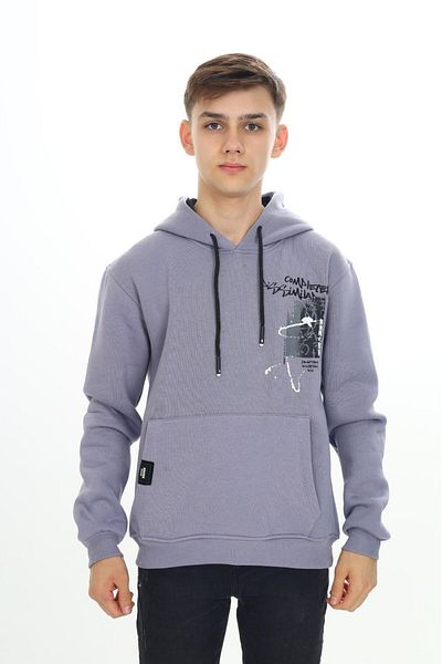 RAPAPA 10-14 Years Boy's Garsonu - Hooded, 3 Thread Raster Sweat Sweatshirt 10045 Grey
