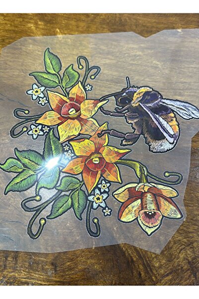 Gönülden Tasarım Трансферна емблема с дизайн на пчела и цвете за нагласяне с ...