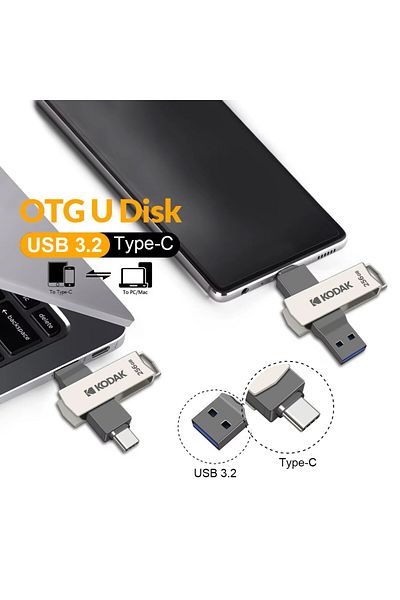 Laula Kodak K273 64 Gb Type C and USB 3.2 Flash Memory Otg Dual Input Premium