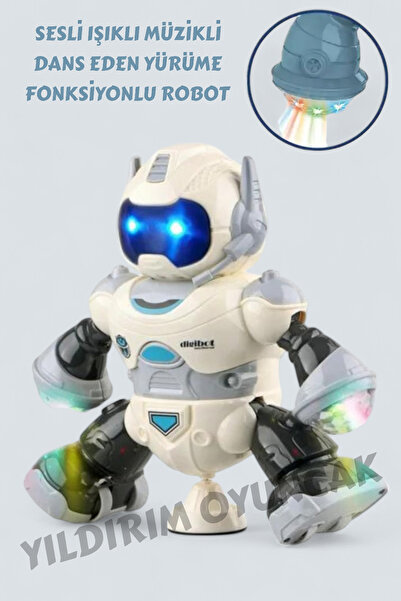 YILDIRIM OYUNCAK Sesli Işıklı Müzikli Dans Eden Robot 20 cm Yürüme Fonksiyonl...