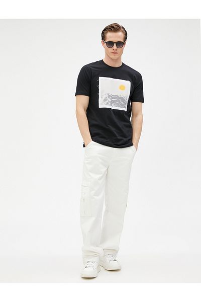 Koton T-Slogan T-Shirt Crew Crew Krátký rukáv Slim Fit
