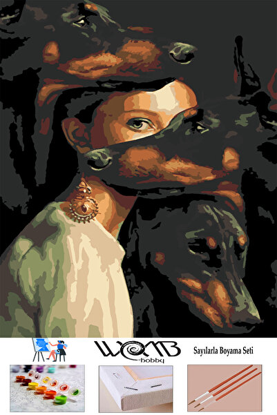 wombhobby Leydinin Köpekleri Sayılarla Boyama Seti 40x 50 Cm (TUVALE GERİLİ)