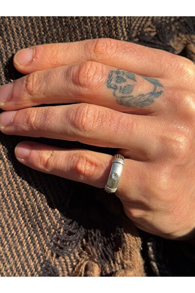 CAPO by Aytaç Yamaç Serçe Parmak Zirkon Taşlı Ayarlanabilir Erkek Yüzük Eskit...