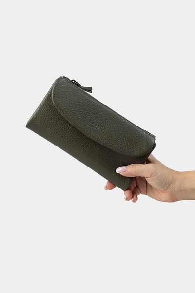 Grande 2602 Model Green Genuine Leather Women's Wallet - Large Flother