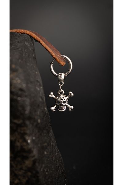 Piercing Market Steel & Silver Men's Steel Ring Dangle Pirate Earrings Rust No Darkening