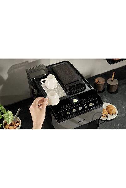 Siemens Ssiemens Tam Otomatik Kahve Makinesi EQ500 classic Fincan Isıtıcılı Paslanmaz çelik, Siyah