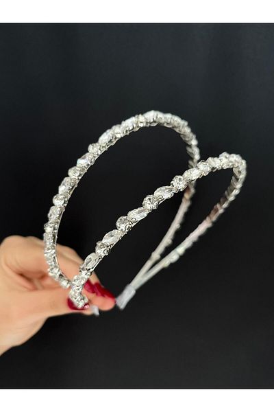 modernist Women's Double Row Stone Special Occasion Bridal Crown