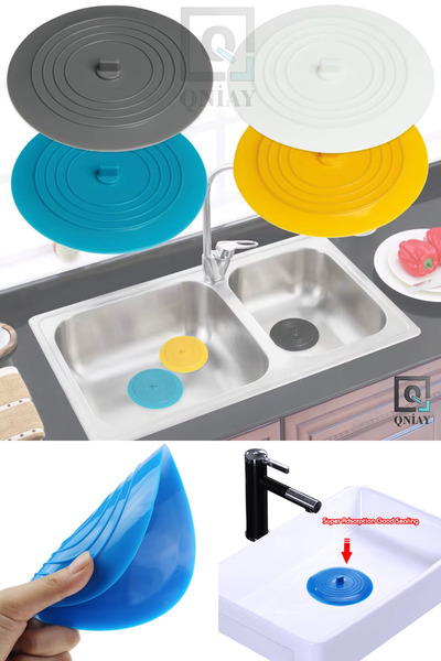 QNİAY Yuvarlak Silikon Mat Lavabo Banyo Evye Küvet Tıkacı Banyo ve Lavabo Saç ve Tıkanma Koku Önler
