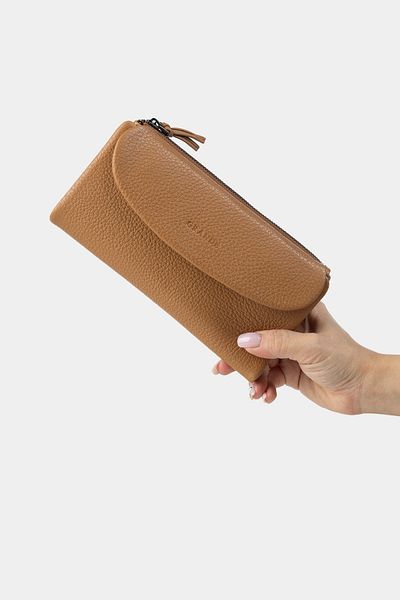Grande 2602 Model Large Size Genuine Leather Women's Wallet - Camel Flother