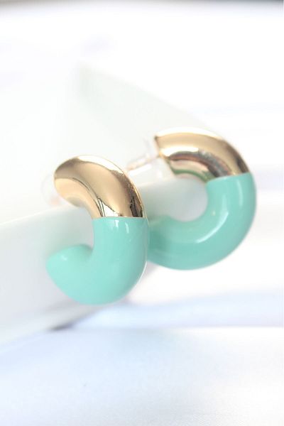 Skygo Ccb Turquoise Gold Double Color Earrings - Tj-Bkp8871