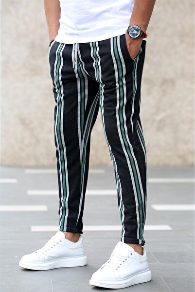 Madmext Ανδρικό ριγέ Χακί Φούτερ - 4086