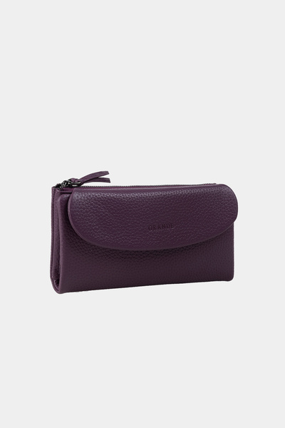 Grande 2602 Model Large Size Plum Color Women's Wallet - Genuine Leather Flother
