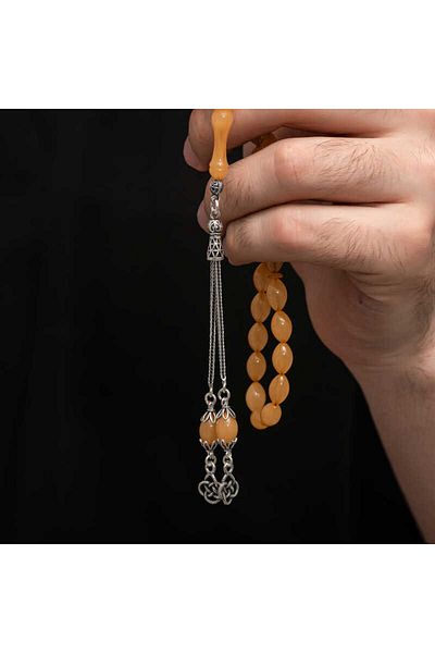 Skygo Silver Tassel Clamping Amber Prayer Beads